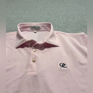 Peter‎ Miller Summer Comfort L Pink Striped Golf Polo Old Collier Golf Club